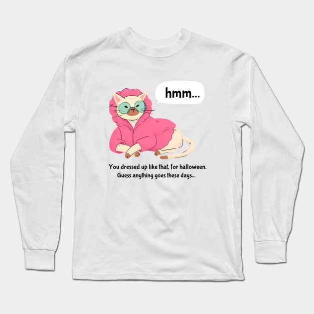 Bougie Funny Cat Halloween Print- Guess Anything Goes Long Sleeve T-Shirt by The Hustler's Dream